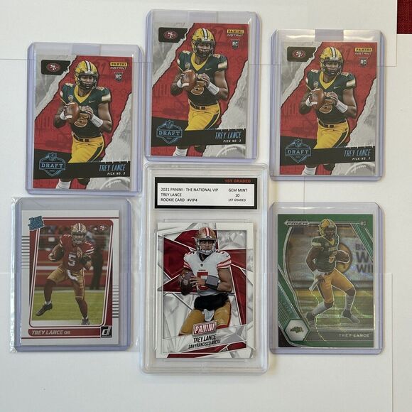 Trey Lance Rookie 6 Card Lot Donruss, Panini, Prizm, Gem Mint 10 -49ers Cowboys - Picture 1 of 8